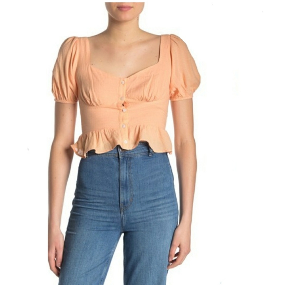 Lush Puff Sleeve Sweetheart Neck